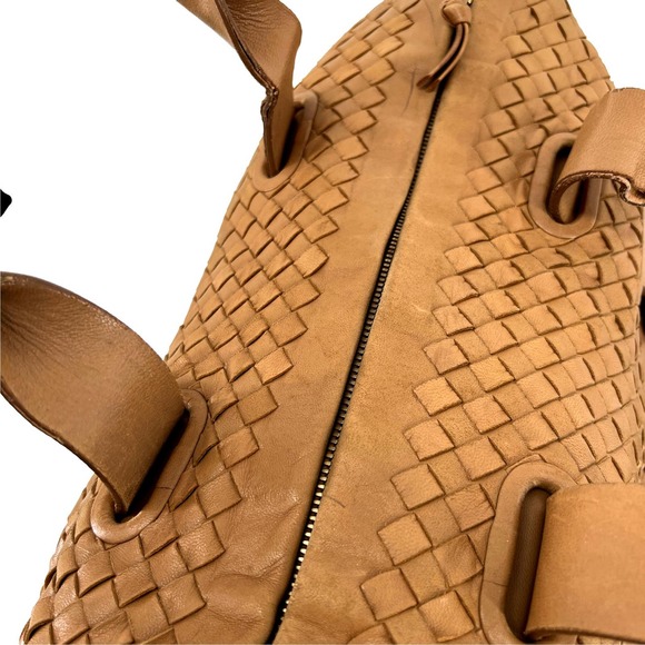 Bottega Veneta Tan Woven intrecciato Leather Satchel Handbag Made in Italy EUC - Picture 14 of 16